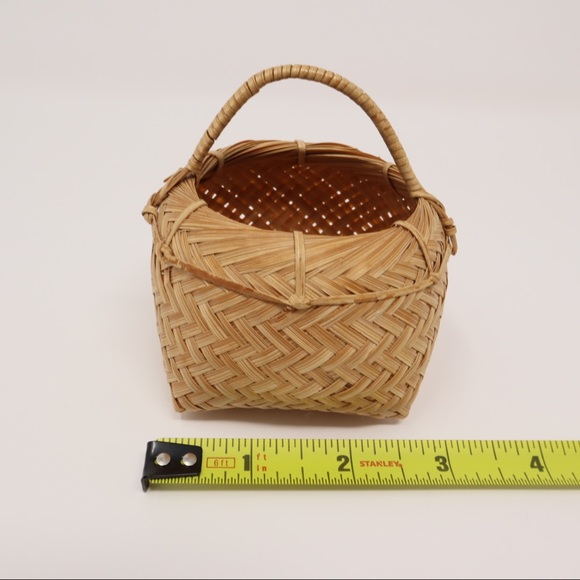 MINI WICKER picnic basket set of 5 vintage - Picture 13 of 16